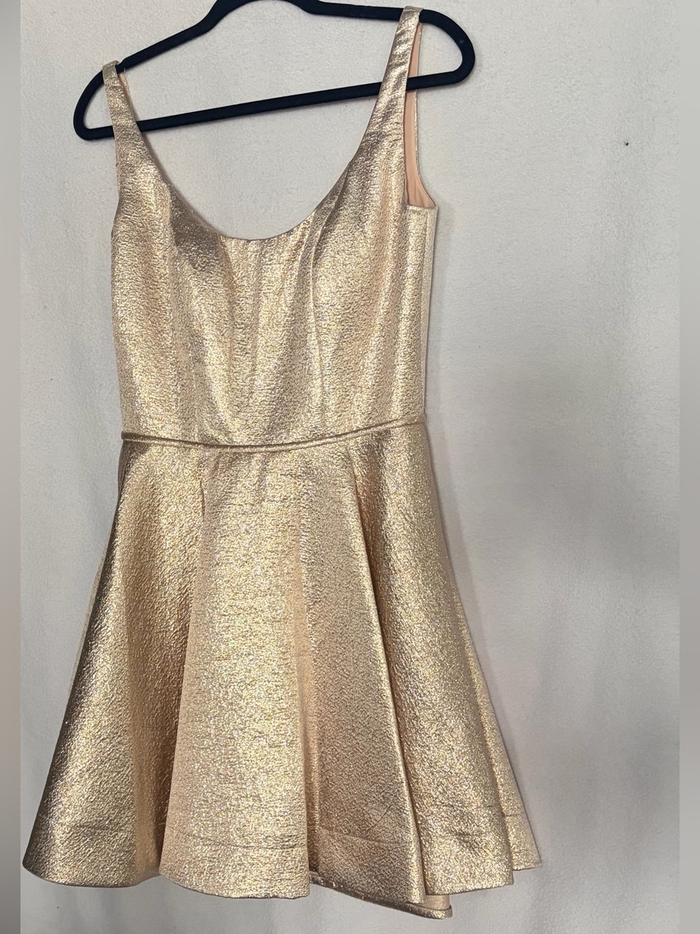 La Femme Metallic Gold Fit-and-Flare Party Dress